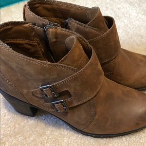 B.O.C. Brown Distressed Leather Ankle Boots